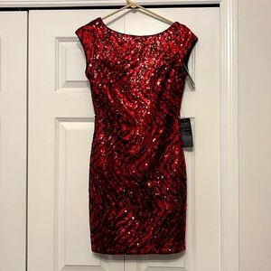 NWT Guess Red and Black Sequin Dress